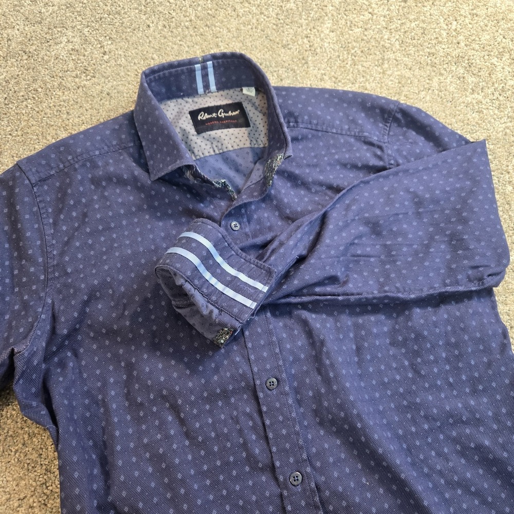 Robert Graham Shirt Mens Large Blue Button Up Modern American Diamonds